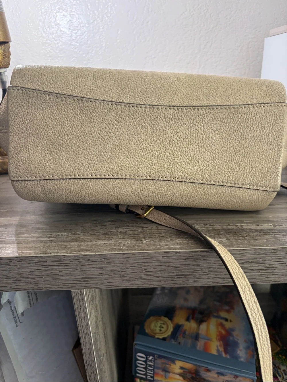 Coach Elise Satchel Chalk Beige Pebbled Leather Crossbody Bag